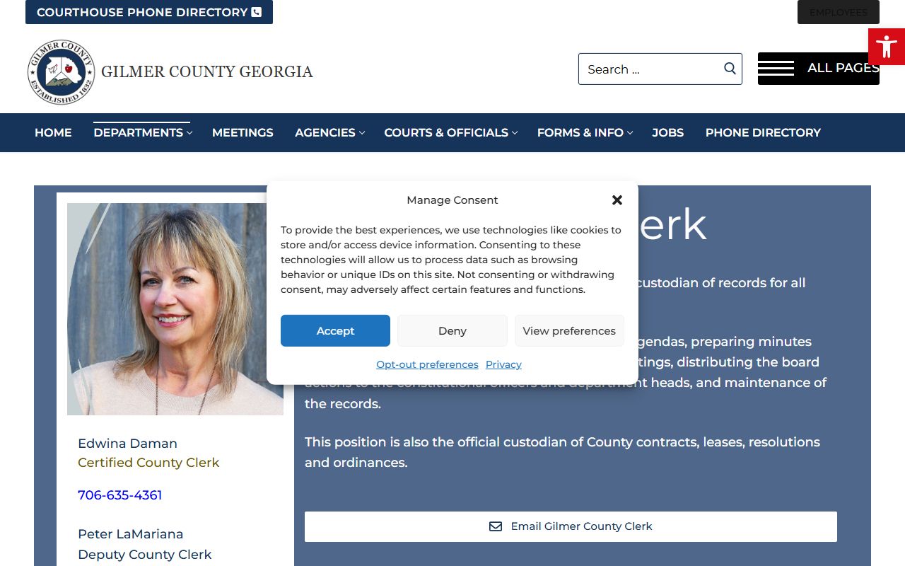 Gilmer County Clerk of Superior Court County Clerk records distinction