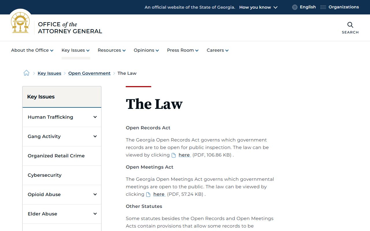 Gilmer County Clerk of Superior Court open government records law page