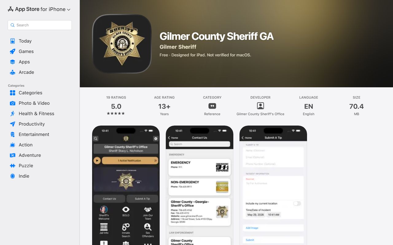 Gilmer County arrest records sheriff app source