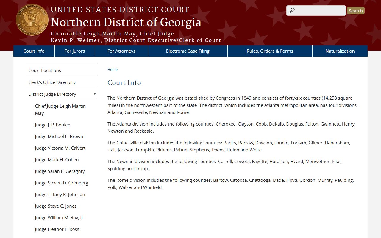 Gilmer County court dockets Northern District court information
