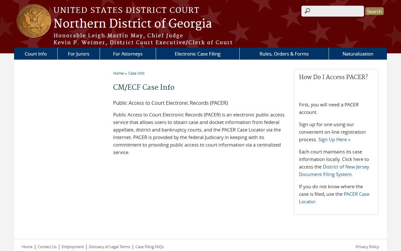 Gilmer County court dockets Northern District PACER case information