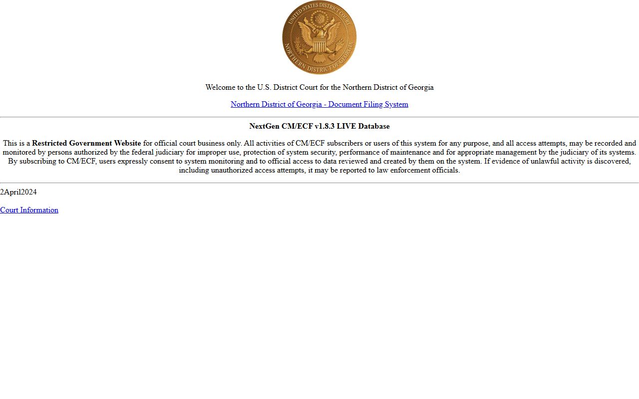 Gilmer County court dockets Northern District CM ECF login