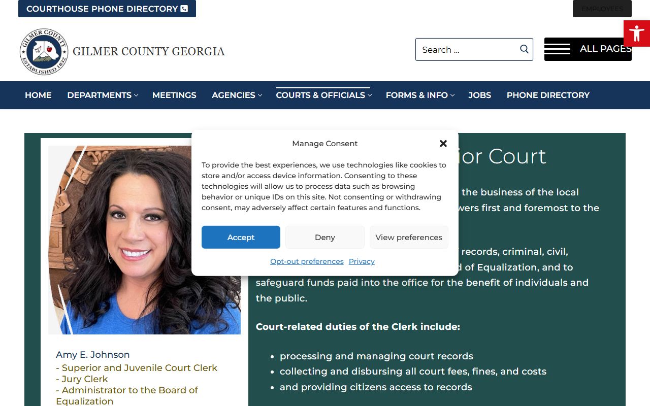 Gilmer County court records Clerk of Superior Court page