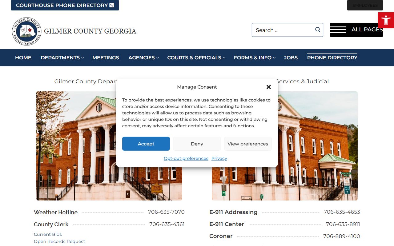Gilmer County court records courthouse phone directory