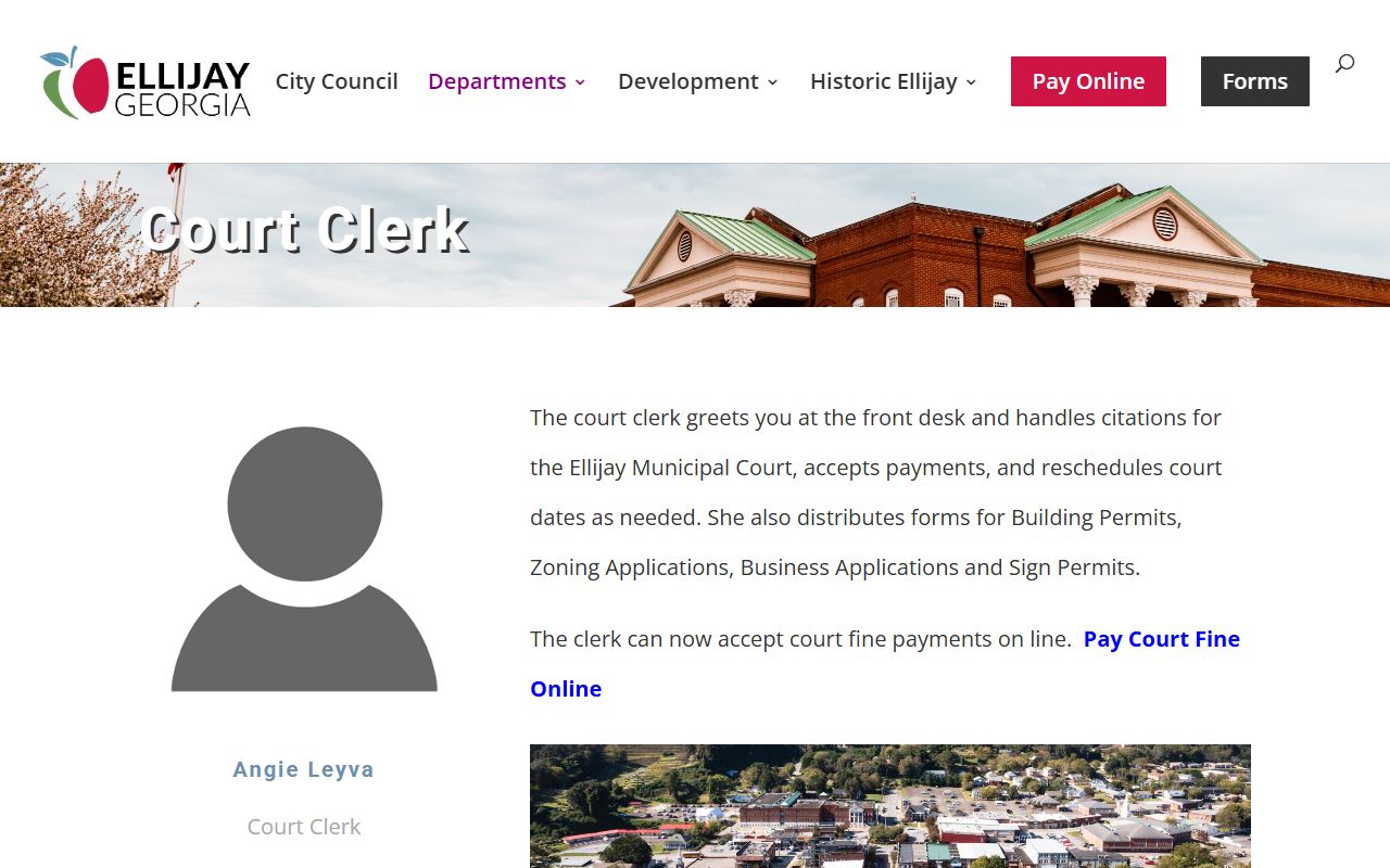 Gilmer County traffic court records Ellijay Court Clerk page